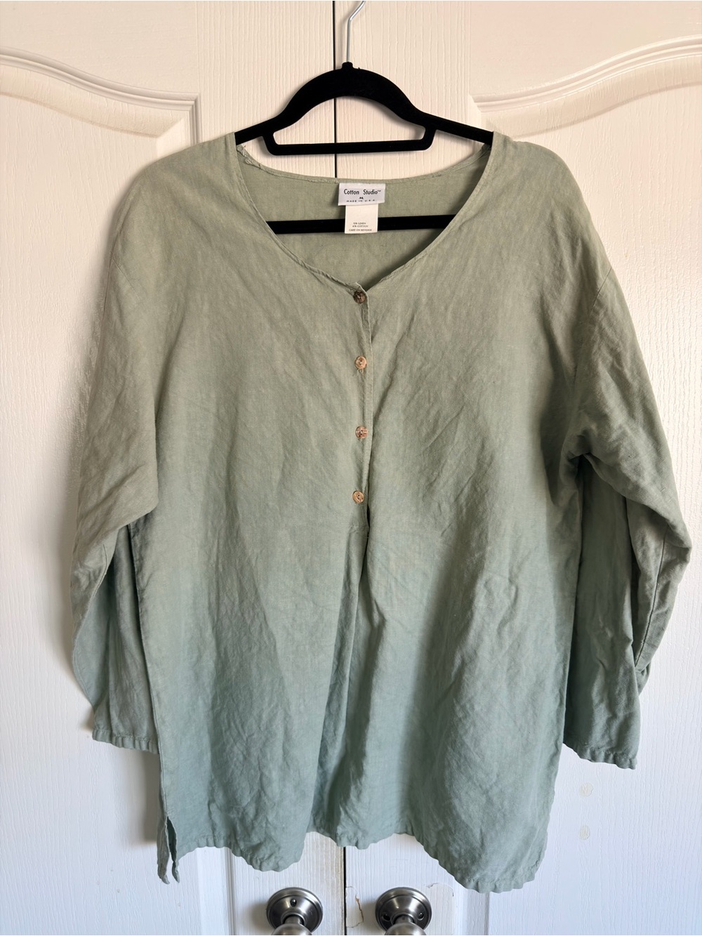 Sage Green Button-Front Women’s Top